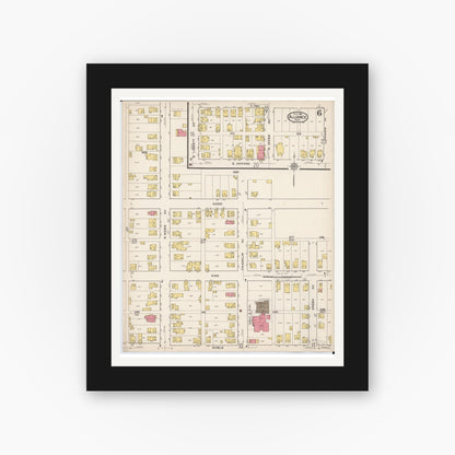 Old map wall art mockup — black gallery frame with white mat — Sanborn Fire Insurance Map from Alliance, Stark County, Ohio (1921), Sheet #0006