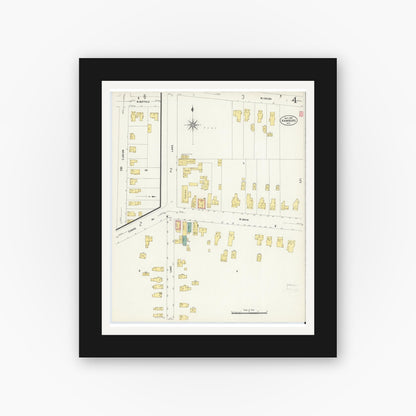 Old map wall art mockup — black gallery frame with white mat — Sanborn Fire Insurance Map from Hamburg, Erie County, New York (1907), Sheet #0004