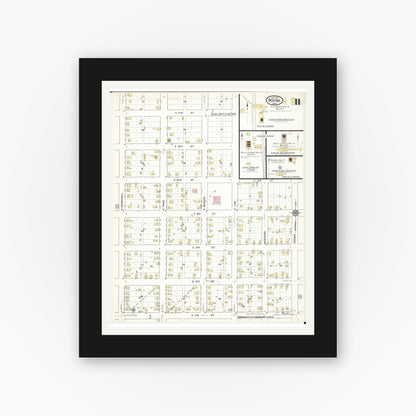 Old map wall art mockup — black gallery frame with white mat — Sanborn Fire Insurance Map from Boone, Boone County, Iowa (1916), Sheet #0011
