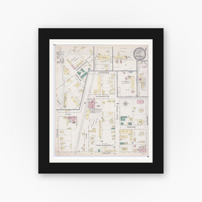 Old map wall art mockup — black gallery frame with white mat — Sanborn Fire Insurance Map from Taylorville, Christian County, Illinois (1886) - Complete Map Set