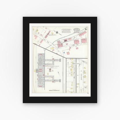 Old map wall art mockup — black gallery frame with white mat — Sanborn Fire Insurance Map from Scottdale, Westmoreland County, Pennsylvania (1914), Sheet #0008