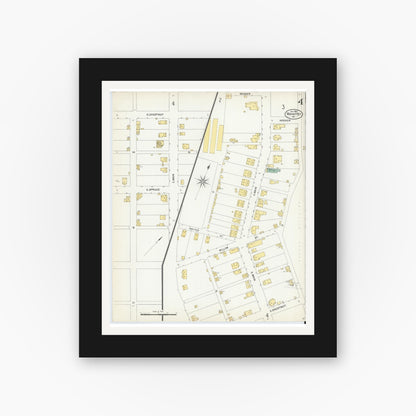 Old map wall art mockup — black gallery frame with white mat — Sanborn Fire Insurance Map from Mahaffly, Clearfield County, Pennsylvania (1903), Sheet #0004