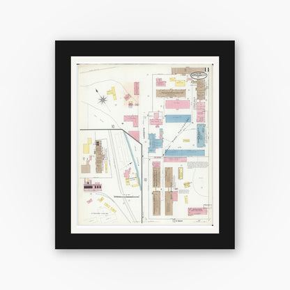 Old map wall art mockup — black gallery frame with white mat — Sanborn Fire Insurance Map from Jefferson City, Cole County, Missouri (1908), Sheet #0011