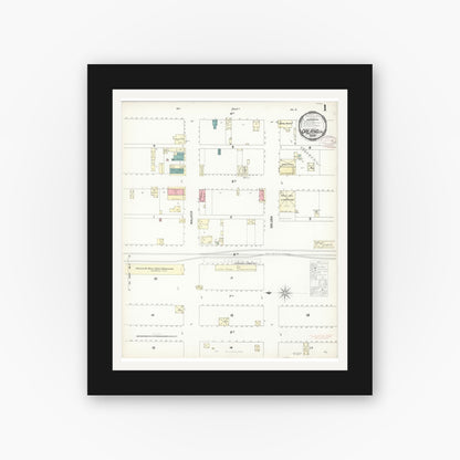 Old map wall art mockup — black gallery frame with white mat — Sanborn Fire Insurance Map from Orland, Glenn County, California (1897) - Complete Map Set