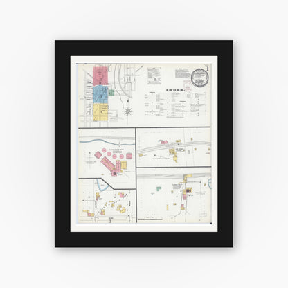 Old map wall art mockup — black gallery frame with white mat — Sanborn Fire Insurance Map from Hillsboro, Montgomery County, Illinois (1899) - Complete Map Set