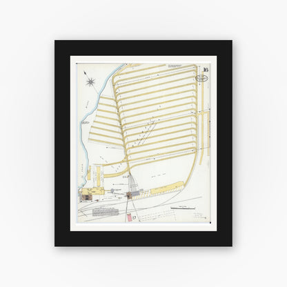 Old map wall art mockup — black gallery frame with white mat — Sanborn Fire Insurance Map from Cloquet, Carlton County, Minnesota (1905), Sheet #0016