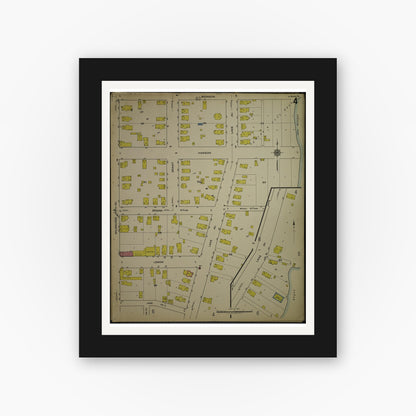 Old map wall art mockup — black gallery frame with white mat — Sanborn Fire Insurance Map from Kenosha, Kenosha County, Wisconsin. (1918), Sheet 8