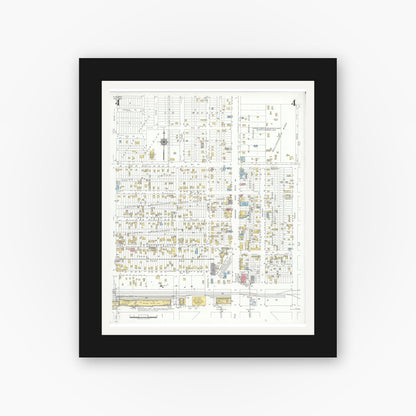 Old map wall art mockup — black gallery frame with white mat — Sanborn Fire Insurance Map from Elsa, Hidalgo County, Texas (1949), Sheet #0004