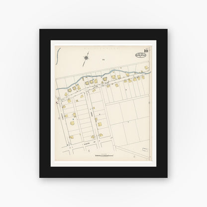Old map wall art mockup — black gallery frame with white mat — Sanborn Fire Insurance Map from Appalachia, Wise County, Virginia (1922), Sheet #0010