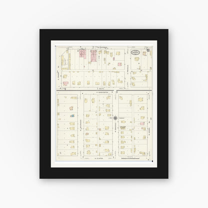 Old map wall art mockup — black gallery frame with white mat — Sanborn Fire Insurance Map from Dwight, Livingston County, Illinois (1914), Sheet #0008