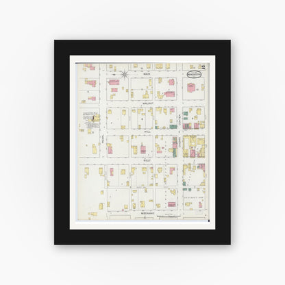 Old map wall art mockup — black gallery frame with white mat — Sanborn Fire Insurance Map from Winchester, Scott County, Illinois (1894), Sheet #0002