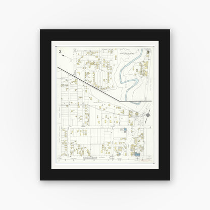 Old map wall art mockup — black gallery frame with white mat — Sanborn Fire Insurance Map from Wahiawa, Honolulu County, Hawaii (1942), Sheet #0003