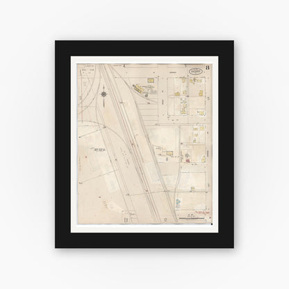 Old map wall art mockup — black gallery frame with white mat — Sanborn Fire Insurance Map from Calexico, Imperial County, California (1949), Sheet #0008