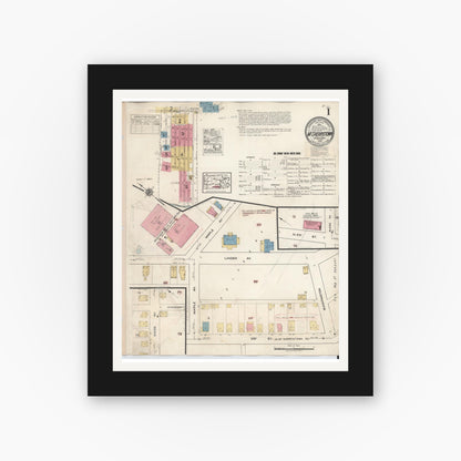Old map wall art mockup — black gallery frame with white mat — Sanborn Fire Insurance Map from McSherrystown, Adams County, Pennsylvania (1940) - Complete Map Set