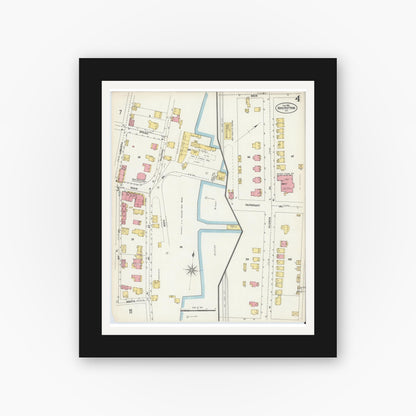 Old map wall art mockup — black gallery frame with white mat — Sanborn Fire Insurance Map from Haverstraw, Rockland County, New York (1903), Sheet #0004