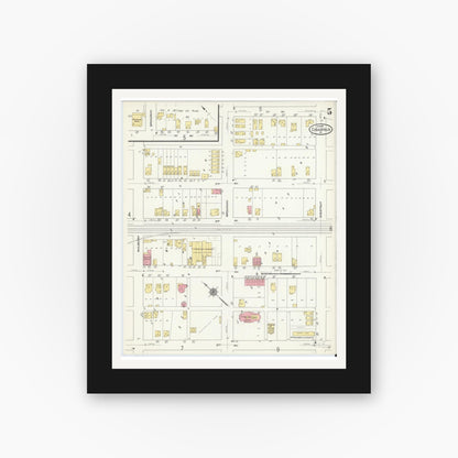 Old map wall art mockup — black gallery frame with white mat — Sanborn Fire Insurance Map from Coraopolis, Allegheny County, Pennsylvania (1911), Sheet #0005