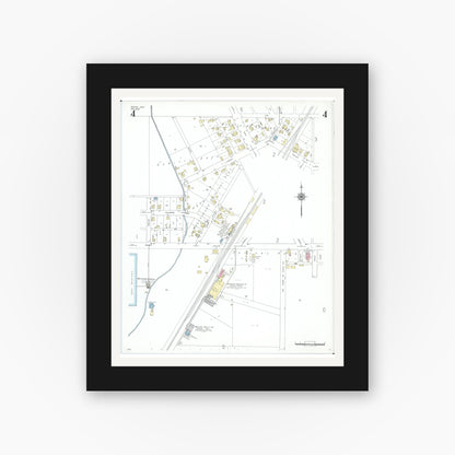 Old map wall art mockup — black gallery frame with white mat — Sanborn Fire Insurance Map from Weston, Wood County, Ohio (1948), Sheet #0004