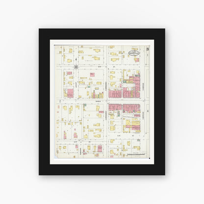 Old map wall art mockup — black gallery frame with white mat — Sanborn Fire Insurance Map from Shelbyville, Shelby County, Illinois (1898), Sheet #0003
