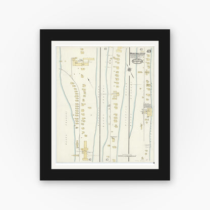 Old map wall art mockup — black gallery frame with white mat — Sanborn Fire Insurance Map from Wilmington, New Hanover County, North Carolina (1910), Sheet #0043