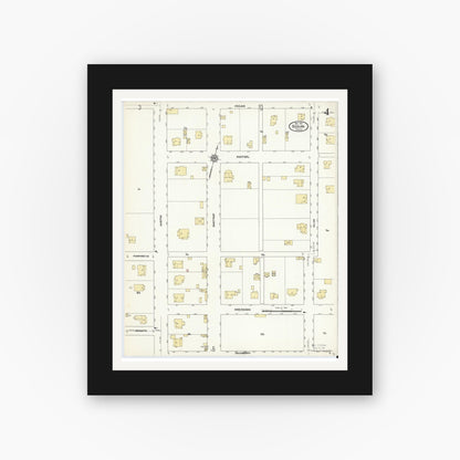 Old map wall art mockup — black gallery frame with white mat — Sanborn Fire Insurance Map from Seguin, Guadalupe County, Texas (1912), Sheet #0004