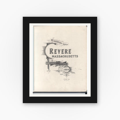Old map wall art mockup — black gallery frame with white mat — Sanborn Fire Insurance Map from Revere, Suffolk County, Massachusetts (1954), Sheet #0001