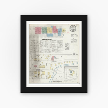 Old map wall art mockup — black gallery frame with white mat — Sanborn Fire Insurance Map from Ashland, Schuylkill County, Pennsylvania (1896), Sheet #0001