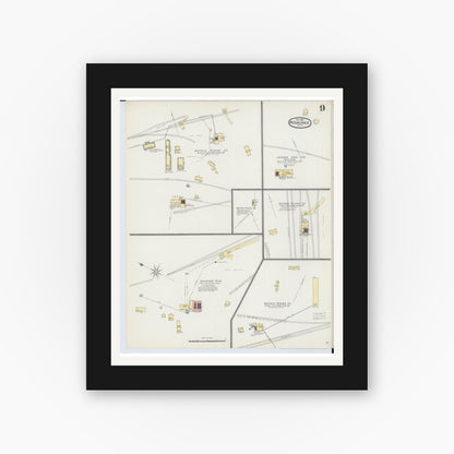 Old map wall art mockup — black gallery frame with white mat — Sanborn Fire Insurance Map from Negaunee, Marquette County, Michigan (1892), Sheet #0009