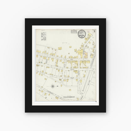 Old map wall art mockup — black gallery frame with white mat — Sanborn Fire Insurance Map from Gallitzin, Cambria County, Pennsylvania (1895) - Complete Map Set