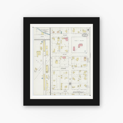 Old map wall art mockup — black gallery frame with white mat — Sanborn Fire Insurance Map from Sparta, Monroe County, Wisconsin (1894), Sheet #0004