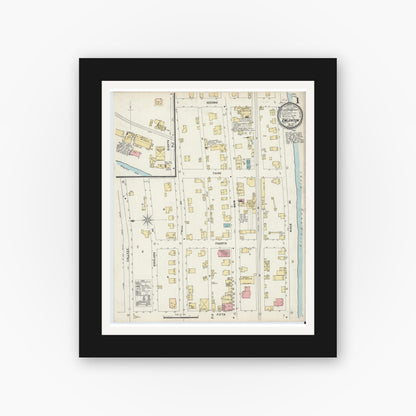 Old map wall art mockup — black gallery frame with white mat — Sanborn Fire Insurance Map from Emlenton, Venango County, Pennsylvania (1897) - Complete Map Set