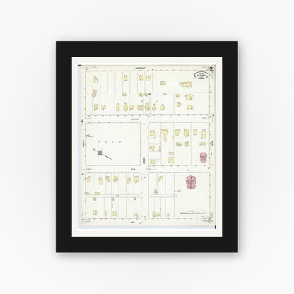 Old map wall art mockup — black gallery frame with white mat — Sanborn Fire Insurance Map from Leetonia, Columbiana County, Ohio (1910), Sheet #0002