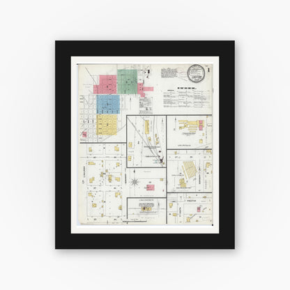 Old map wall art mockup — black gallery frame with white mat — Sanborn Fire Insurance Map from Lewistown, Fulton County, Illinois (1899) - Complete Map Set