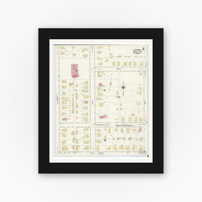 Old map wall art mockup — black gallery frame with white mat — Sanborn Fire Insurance Map from Delta, Fulton County, Ohio (1916), Sheet #0004
