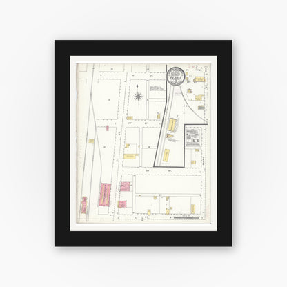 Old map wall art mockup — black gallery frame with white mat — Sanborn Fire Insurance Map from Perris, Riverside County, California (1907) - Complete Map Set
