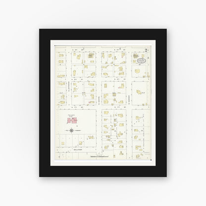 Old map wall art mockup — black gallery frame with white mat — Sanborn Fire Insurance Map from Girard, Macoupin County, Illinois (1914), Sheet #0002