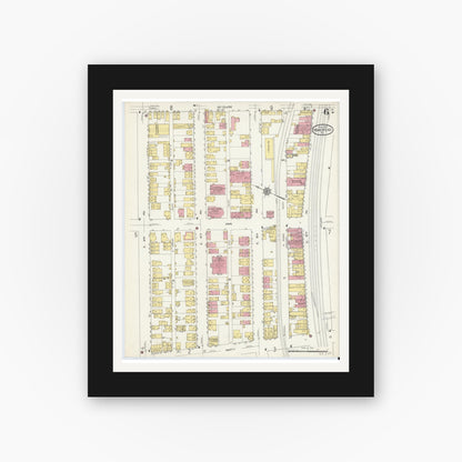 Old map wall art mockup — black gallery frame with white mat — Sanborn Fire Insurance Map from Homestead, Allegheny County, Pennsylvania (1913), Sheet #0006