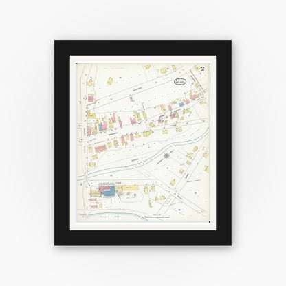 Old map wall art mockup — black gallery frame with white mat — Sanborn Fire Insurance Map from Galena, Jo Daviess County, Illinois (1912), Sheet #0002
