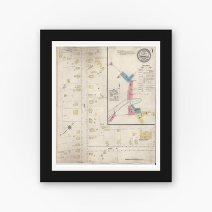 Old map wall art mockup — black gallery frame with white mat — Sanborn Fire Insurance Map from Cedarville, Cumberland County, New Jersey (1928) - Complete Map Set