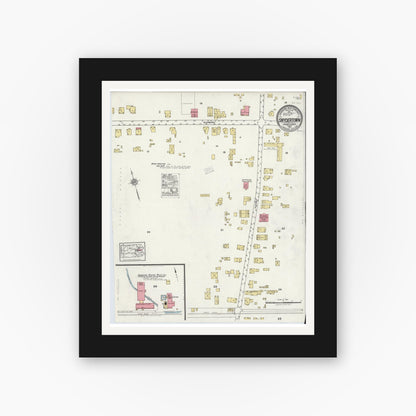Old map wall art mockup — black gallery frame with white mat — Sanborn Fire Insurance Map from Snydertown, Northumberland County, Pennsylvania (1921), Sheet #0001