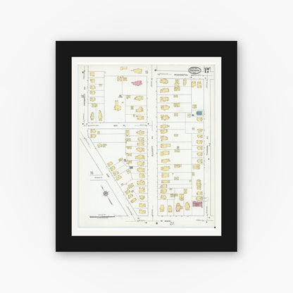 Old map wall art mockup — black gallery frame with white mat — Sanborn Fire Insurance Map from Batavia, Genesee County, New York (1919), Sheet #0017