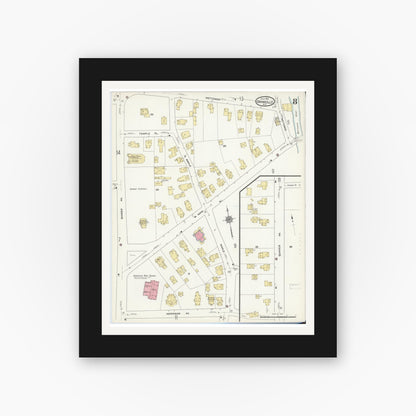 Old map wall art mockup — black gallery frame with white mat — Sanborn Fire Insurance Map from Granville, Washington County, New York (1912), Sheet #0008