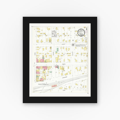 Old map wall art mockup — black gallery frame with white mat — Sanborn Fire Insurance Map from Wilton Junction, Muscatine County, Iowa (1901) â€” Complete Set