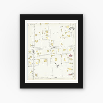 Old map wall art mockup — black gallery frame with white mat — Sanborn Fire Insurance Map from Eagle Lake, Colorado County, Texas (1907), Sheet #0004