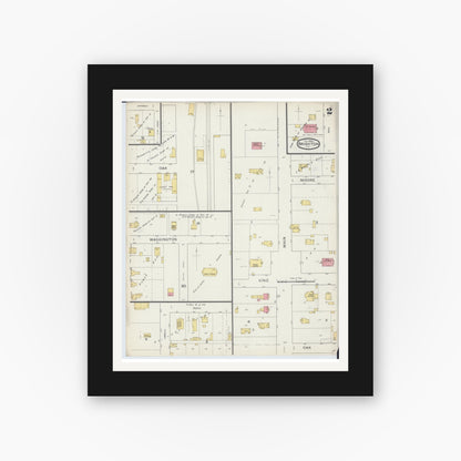 Old map wall art mockup — black gallery frame with white mat — Sanborn Fire Insurance Map from Brighton, Macoupin County, Illinois (1894), Sheet #0002
