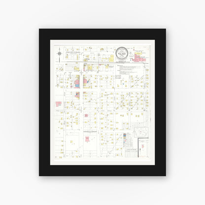 Old map wall art mockup — black gallery frame with white mat — Sanborn Fire Insurance Map from Roland, Story County, Iowa (1934), Sheet #0001