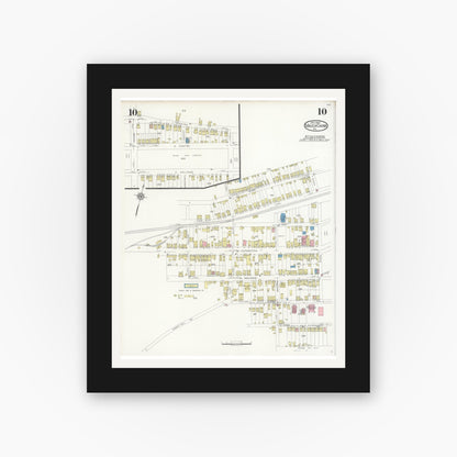 Old map wall art mockup — black gallery frame with white mat — Sanborn Fire Insurance Map from Mauch Chunk, Carbon County, Pennsylvania (1930), Sheet #0010