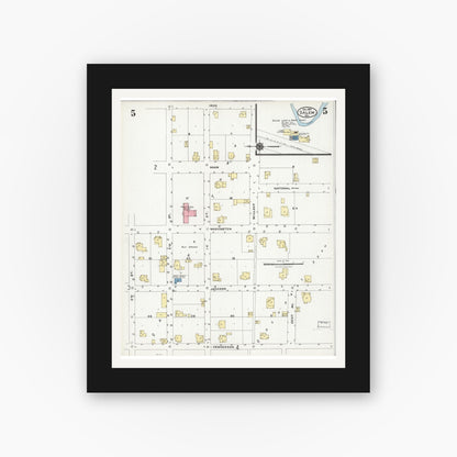 Old map wall art mockup — black gallery frame with white mat — Sanborn Fire Insurance Map from Salem, Dent County, Missouri (1924), Sheet #0005