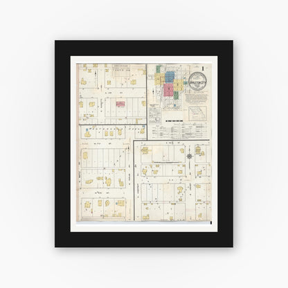 Old map wall art mockup — black gallery frame with white mat — Sanborn Fire Insurance Map from Appleton City, Saint Clair County, Missouri (1935) - Complete Map Set