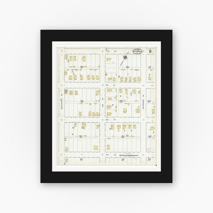 Old map wall art mockup — black gallery frame with white mat — Sanborn Fire Insurance Map from Victoria, Lunenburg County, Virginia (1921), Sheet #0008
