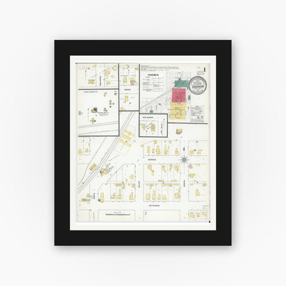 Old map wall art mockup — black gallery frame with white mat — Sanborn Fire Insurance Map from Greenview, Menard County, Illinois (1909) - Complete Map Set